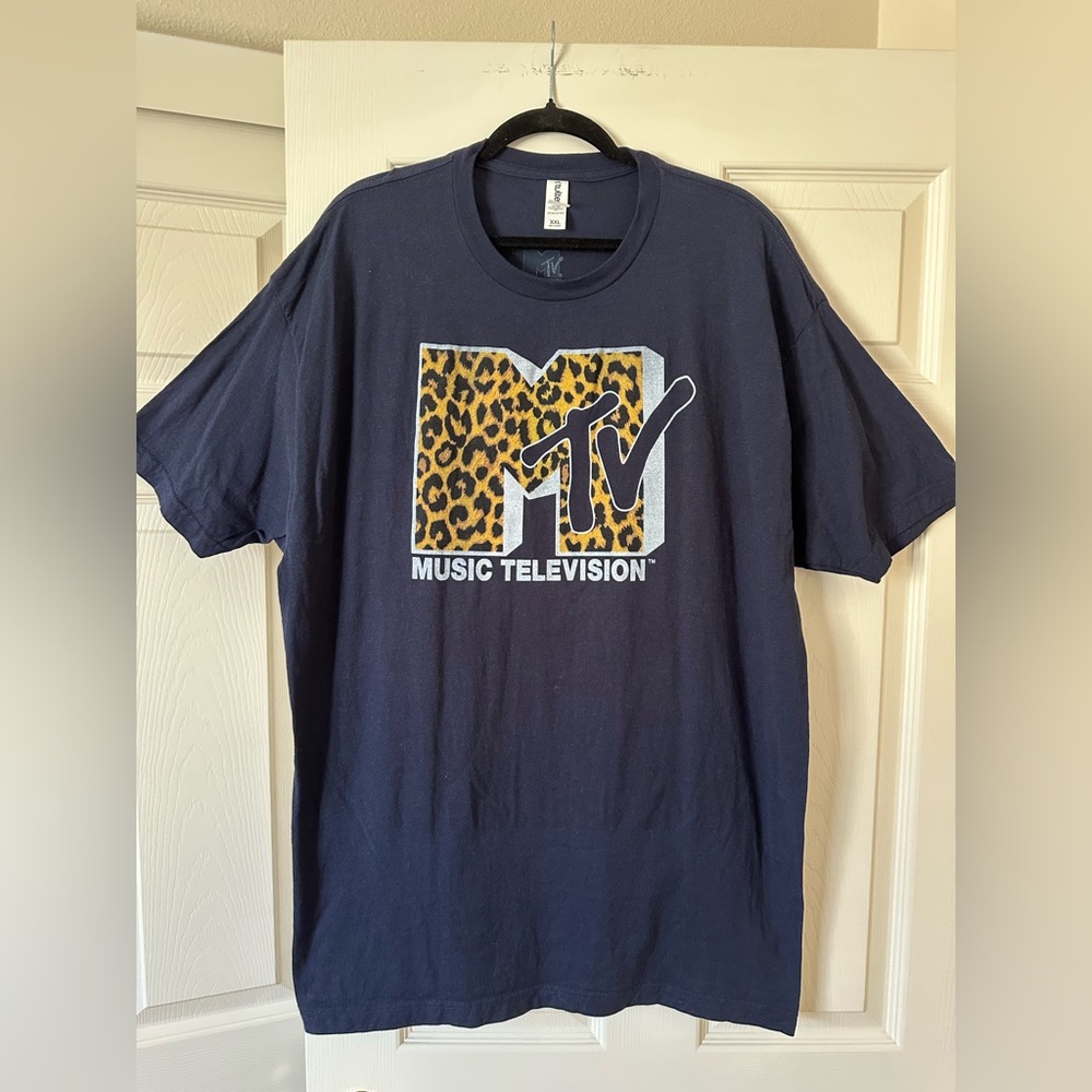 MTV Logo T-Shirt in Navy and Leopard Print